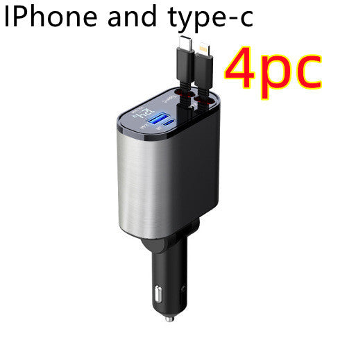 GadgetPik } Metal Car Charger 100W Super Fast Charging | USB And TYPE-C Adapter