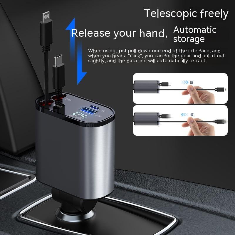 GadgetPik } Metal Car Charger 100W Super Fast Charging | USB And TYPE-C Adapter