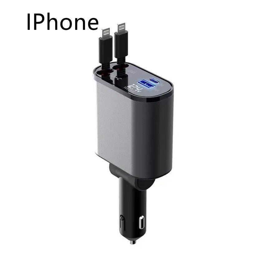 GadgetPik } Metal Car Charger 100W Super Fast Charging | USB And TYPE-C Adapter