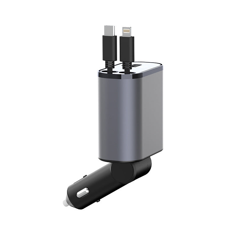 GadgetPik } Metal Car Charger 100W Super Fast Charging | USB And TYPE-C Adapter