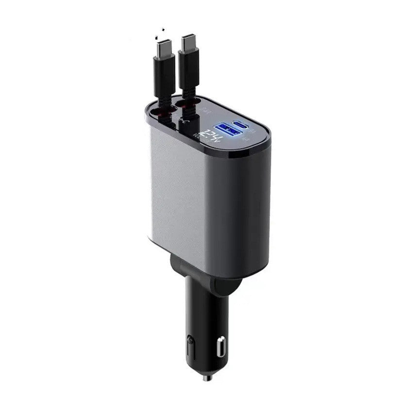 GadgetPik } Metal Car Charger 100W Super Fast Charging | USB And TYPE-C Adapter