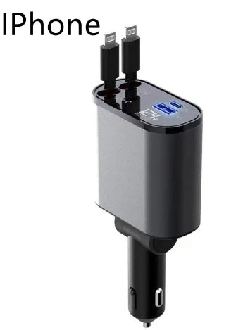 GadgetPik } Metal Car Charger 100W Super Fast Charging | USB And TYPE-C Adapter