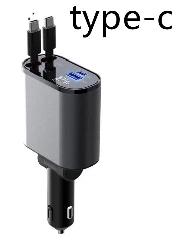 GadgetPik } Metal Car Charger 100W Super Fast Charging | USB And TYPE-C Adapter