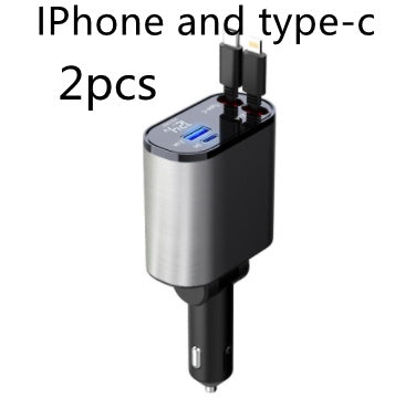 GadgetPik } Metal Car Charger 100W Super Fast Charging | USB And TYPE-C Adapter