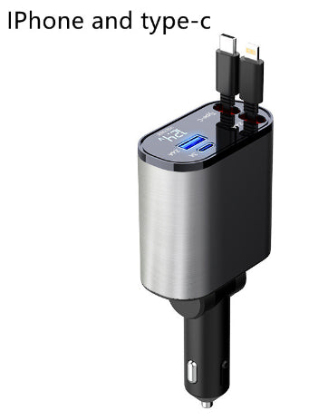 GadgetPik } Metal Car Charger 100W Super Fast Charging | USB And TYPE-C Adapter