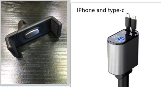 GadgetPik } Metal Car Charger 100W Super Fast Charging | USB And TYPE-C Adapter