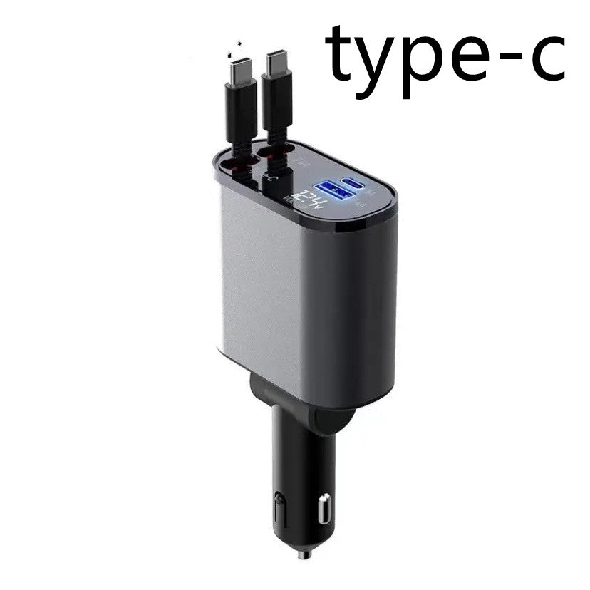 GadgetPik } Metal Car Charger 100W Super Fast Charging | USB And TYPE-C Adapter