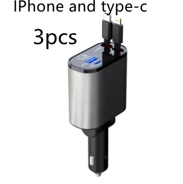GadgetPik } Metal Car Charger 100W Super Fast Charging | USB And TYPE-C Adapter