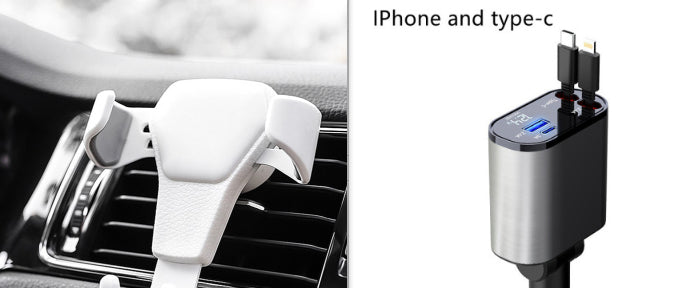 GadgetPik } Metal Car Charger 100W Super Fast Charging | USB And TYPE-C Adapter