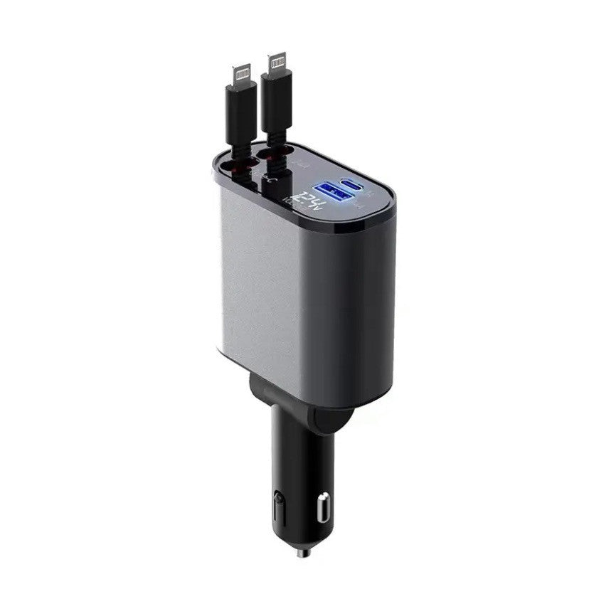 GadgetPik } Metal Car Charger 100W Super Fast Charging | USB And TYPE-C Adapter