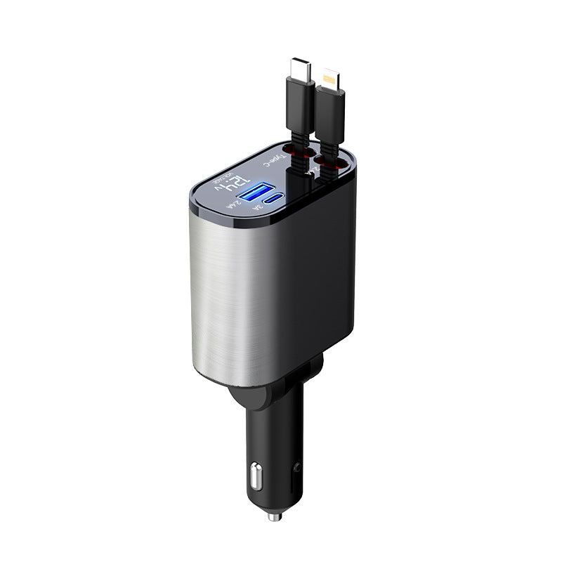 GadgetPik } Metal Car Charger 100W Super Fast Charging | USB And TYPE-C Adapter